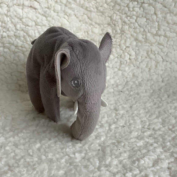 Small 5 inch Gray Elephant White Tusks Embroidered Eyes Plush Stuffed Animal Toy - Picture 3 of 6